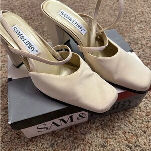 Sam & Libby Beige Block Heel Sandals